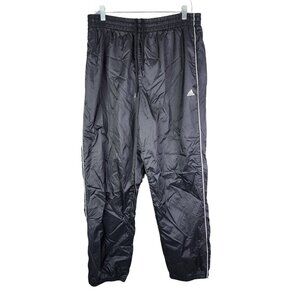 Mens Vintage Black Adidas 100% Nylon Track Pants 31" Inseam Windbreaker Size L